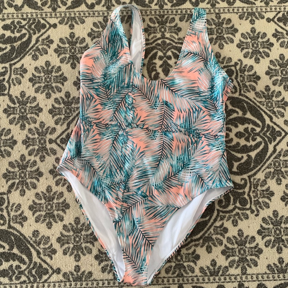 One piece tropical print. Size 12